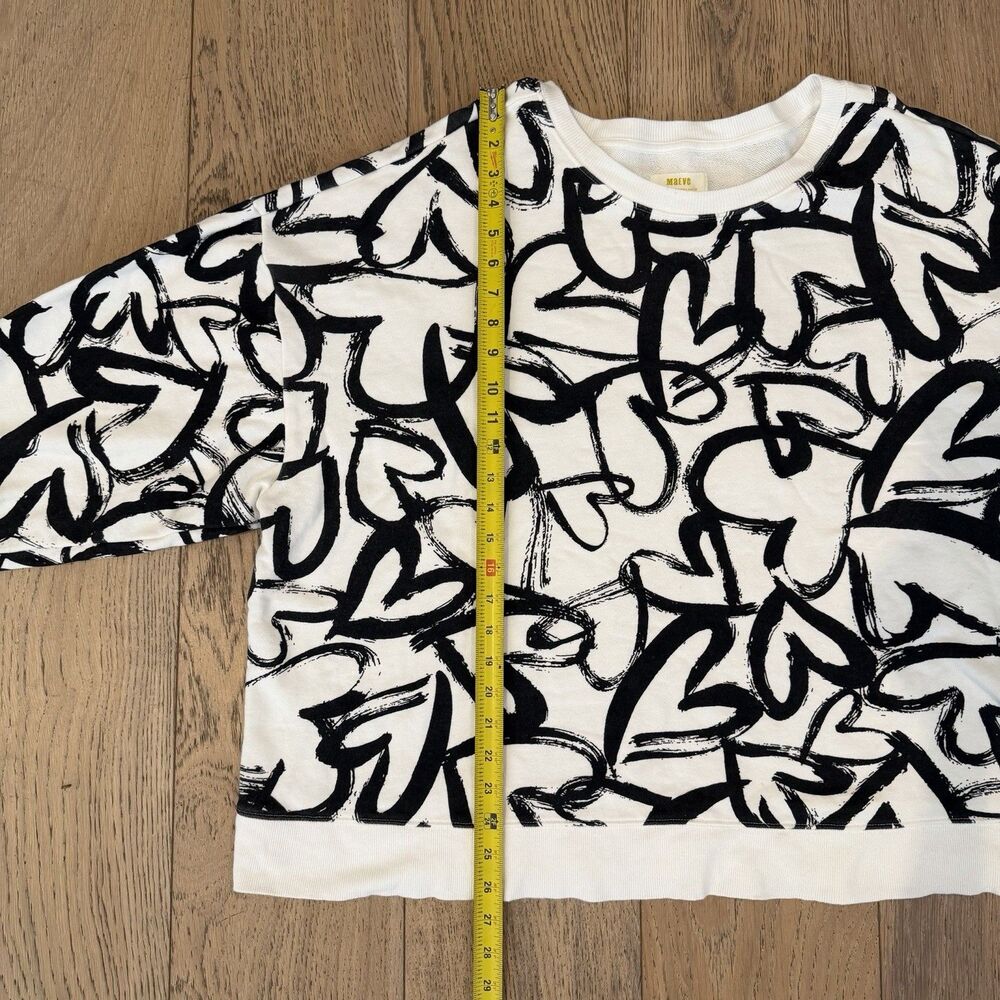 Maeve Anthropologie 3X Heart Printed Graphic Sweatshirt Sweater Plus Size Cotton - Picture 5 of 8